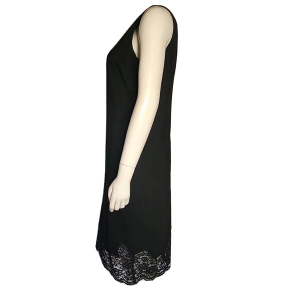 Vince Camuto Dress Womens Size 8 Solid All Black Sleeveless Lace Hem Zip Back - Picture 3 of 7